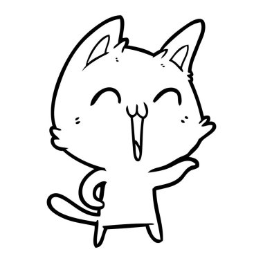 vektör çizim karikatür mutlu kedi
