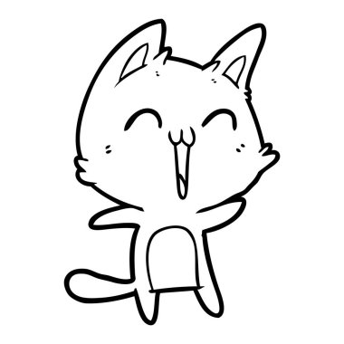 vektör çizim karikatür mutlu kedi