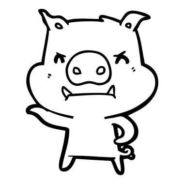 kızgın çizgi film domuz vektör çizim