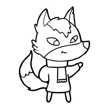vektör çizim dostu karikatür kurt