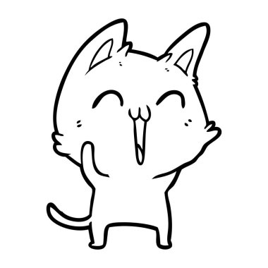 vektör çizim karikatür mutlu kedi