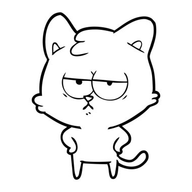 vektör çizim sıkılmış karikatür kedi