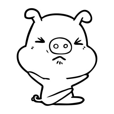 vektör çizim karikatür kızgın domuz