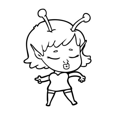 vektör çizim karikatür uzaylı kız