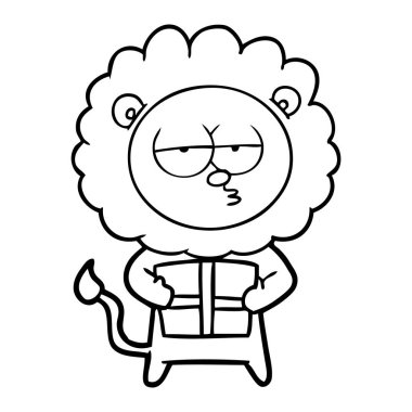 hediye ile karikatür sıkılmış aslan