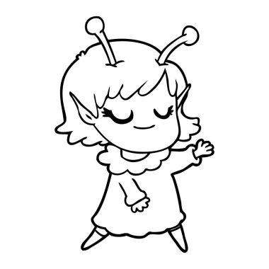 gülümseyen uzaylı kız çizgi film