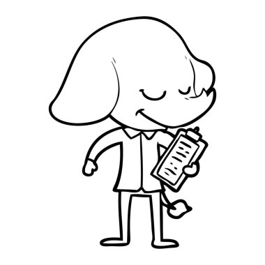 fil pano ile gülümseyen çizgi film