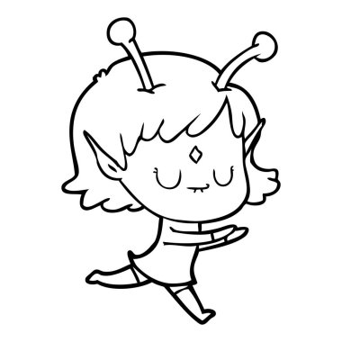 vektör çizim karikatür uzaylı kız