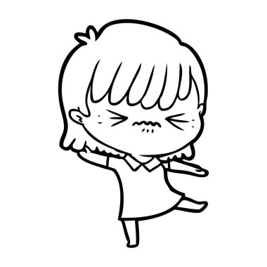 rahatsız çizgi film kız vektör çizim