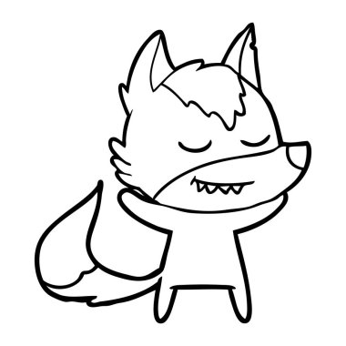 vektör çizim dostu karikatür kurt