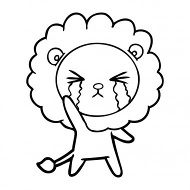 vektör çizim aslan ağlıyor çizgi film
