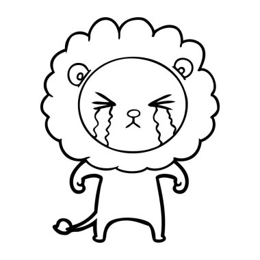 vektör çizim aslan ağlıyor çizgi film