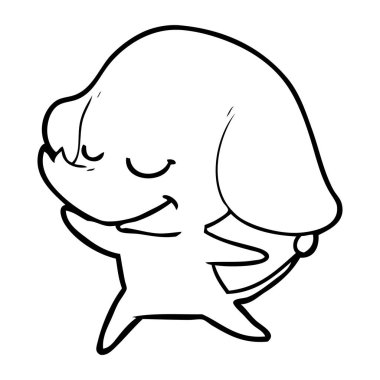 vektör çizim karikatür fil gülümseyen