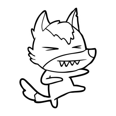 vektör çizim öfkeli wolf çizgi film