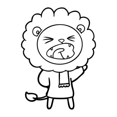 çizgi film aslan kış giysileri içinde