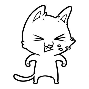 vektör çizim karikatür kedi tıslama