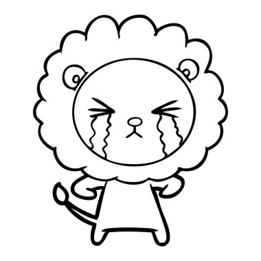 vektör çizim aslan ağlıyor çizgi film