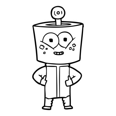 mutlu karikatür robot vektör çizim