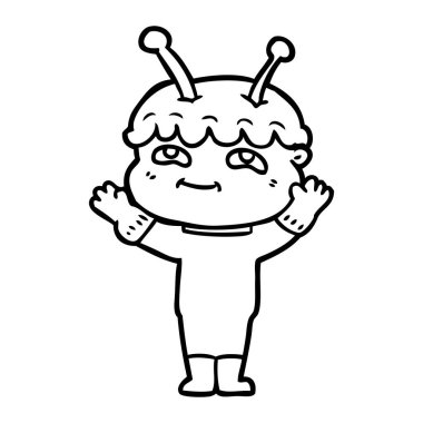 uzay adamı dostu karikatür sallayarak