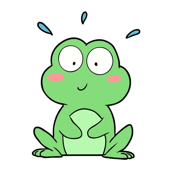 Vector Illustration Cute Cartoon Frog — Stock Vector