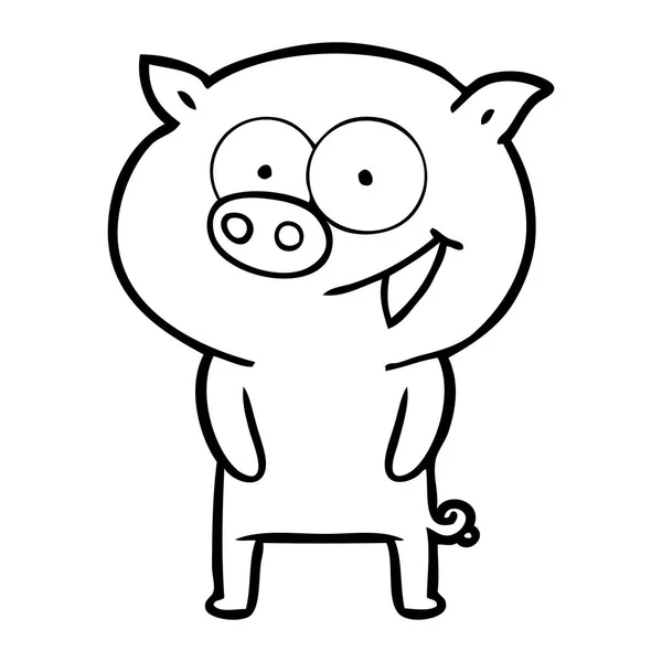 Векторная Иллюстрация Веселой Карикатуры Свинью — стоковый вектор