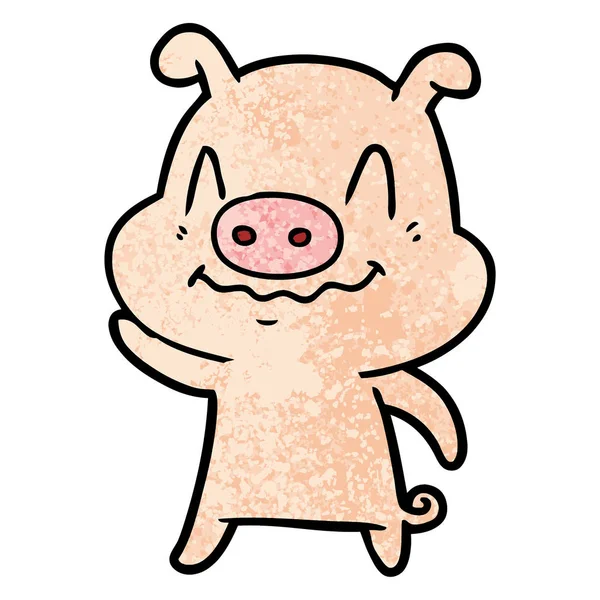 Vector Illustration Nervous Cartoon Pig — Stock Vector