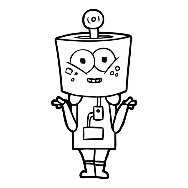Feliz Robô Cartoon Encolhendo Ombros — Vetor de Stock