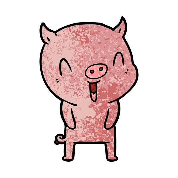 Ilustração Vetorial Porco Cartoon Feliz —  Vetores de Stock