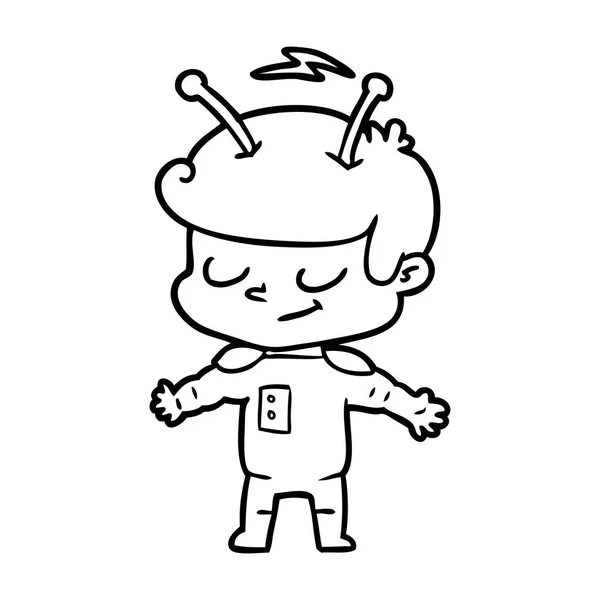 Vector Illustration Friendly Cartoon Spaceman — Stock Vector