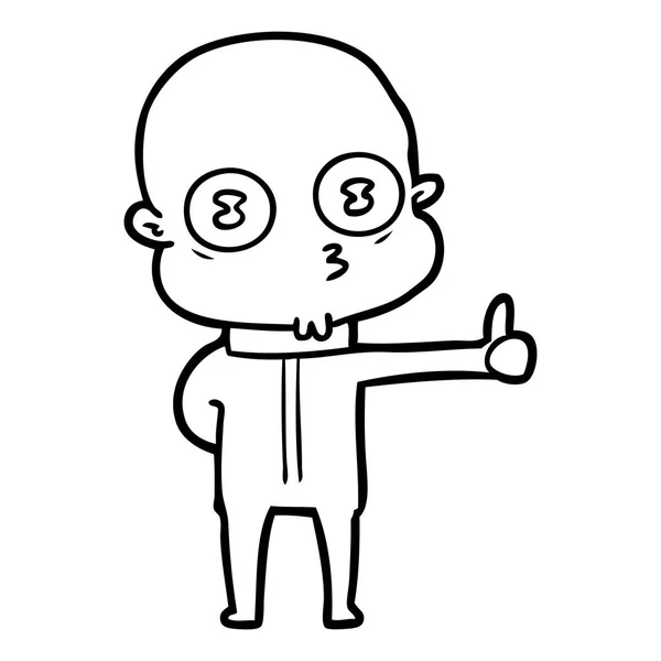 卡通怪人秃头宇航员竖起大拇指 — 图库矢量图片