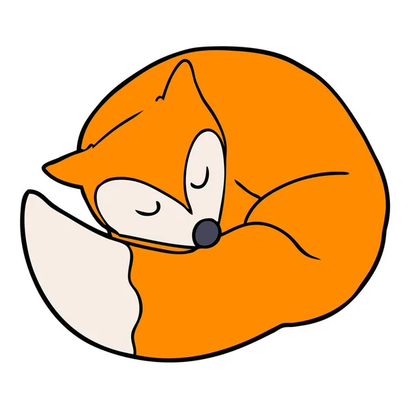 Vector Illustration Cartoon Sleeping Fox — Stock Vector