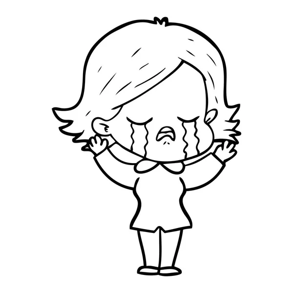 Vector Illustration Cartoon Girl Crying — Stock Vector