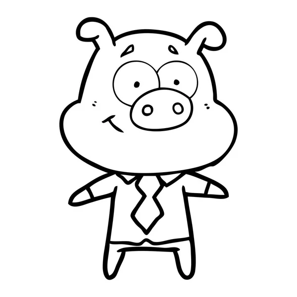 Illustration Vectorielle Cochon Heureux Dessin Animé — Image vectorielle