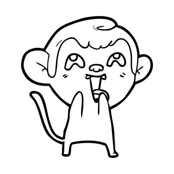 Ilustração Vetorial Desenho Animado Macaco Louco Mostrando Língua Isolada Branco —  Vetores de Stock