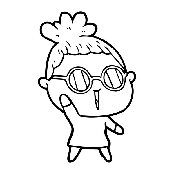 Mujer Dibujos Animados Con Gafas — Vector de stock