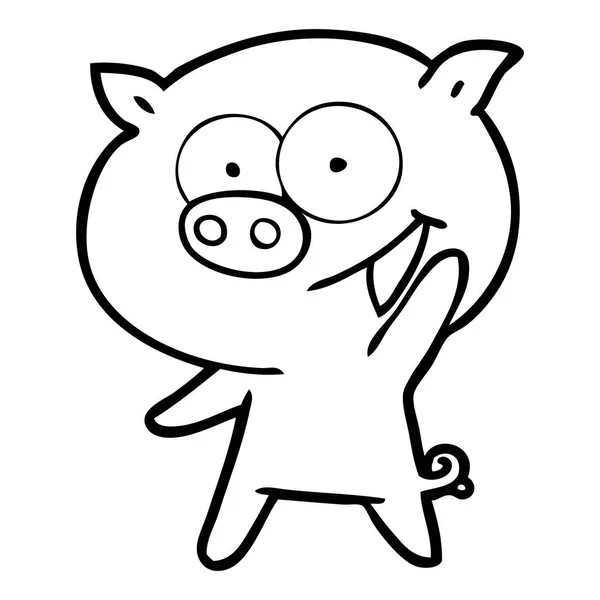 快乐猪卡通的矢量插图 — 图库矢量图片