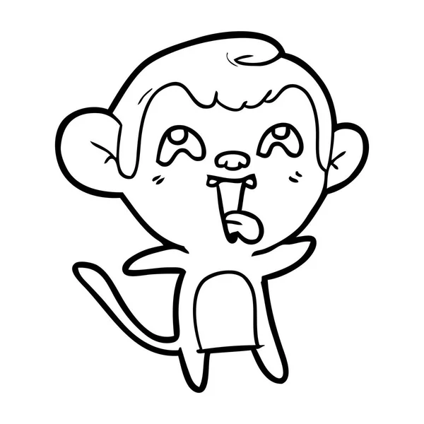 Vektor Illustration Von Cartoon Verrückten Affen Zeigt Zunge Isoliert Auf — Stockvektor