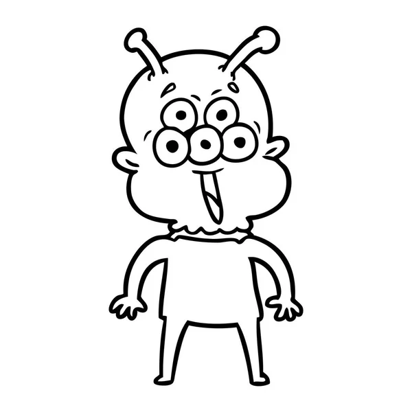 Vectorillustratie Voor Happy Cartoon Alien — Stockvector