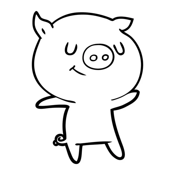 Vector Illustration Happy Cartoon Pig — Stock Vector