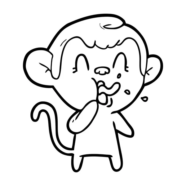 Vectorillustratie Voor Cartoon Monkey Tonen Tong Geïsoleerd Wit — Stockvector