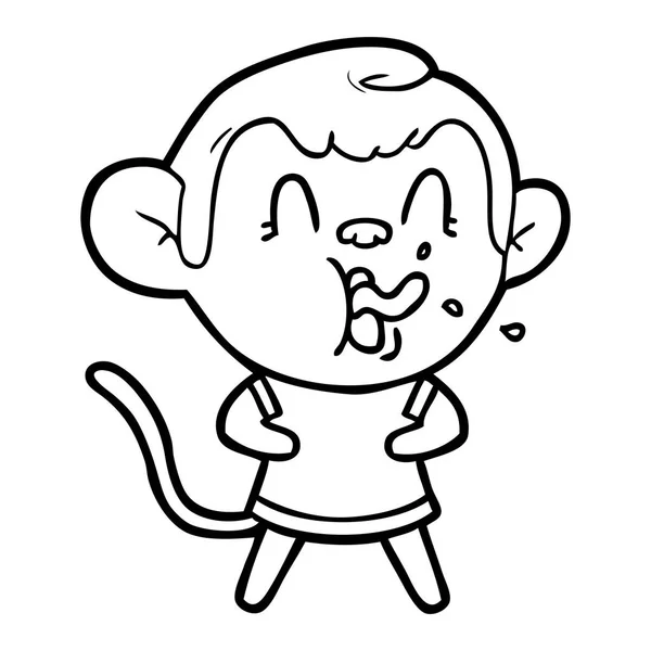 Vector Illustration Cartoon Monkey Dress Showing Tongue Isolated White — Stock Vector