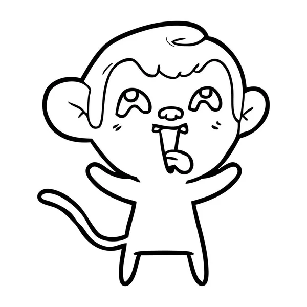 Ilustração Vetorial Macaco Dos Desenhos Animados Mostrando Língua Isolada Branco —  Vetores de Stock