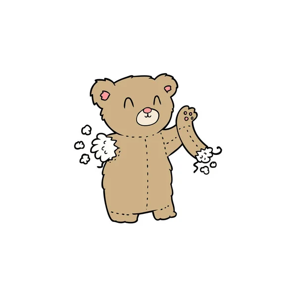 Urso Pelúcia Dos Desenhos Animados Com Braço Rasgado —  Vetores de Stock