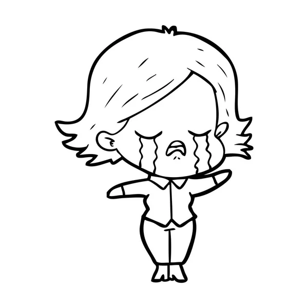 Vector Illustration Cartoon Girl Crying — Stock Vector