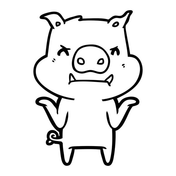 Vektor Illustration Des Wütenden Cartoon Schweins — Stockvektor