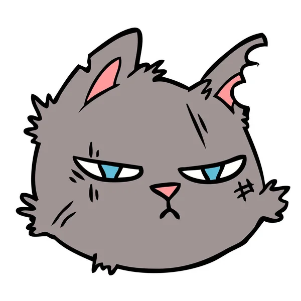 漫画タフな猫顔 — ストックベクタ