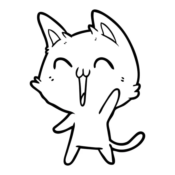 Feliz Gato Dibujos Animados Maullando — Vector de stock