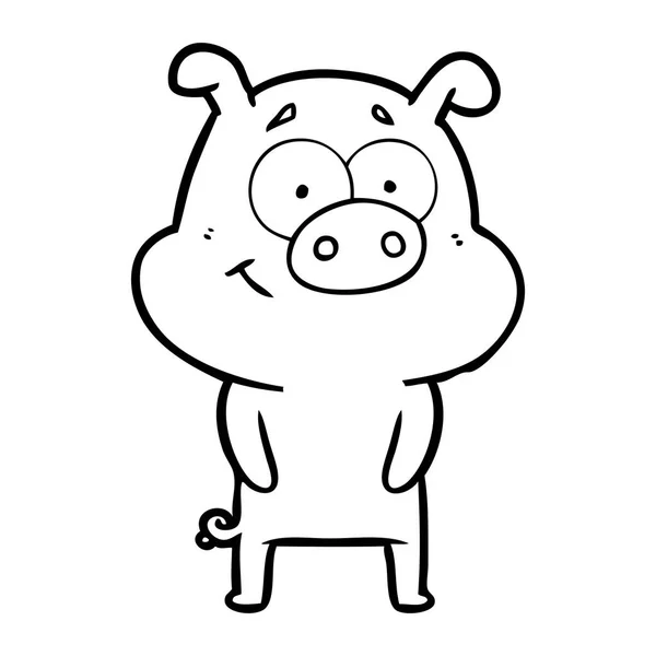 Vector Illustration Happy Cartoon Pig — Stock Vector