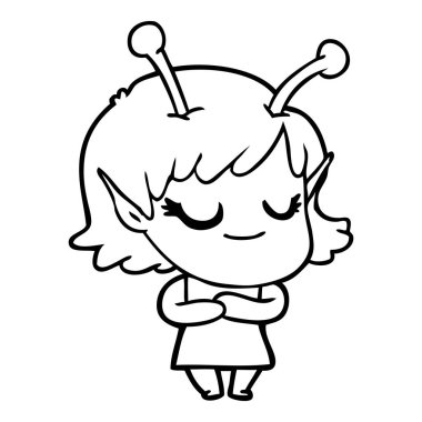 gülümseyen uzaylı kız çizgi film