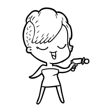 mutlu çizgi film kız vektör çizim